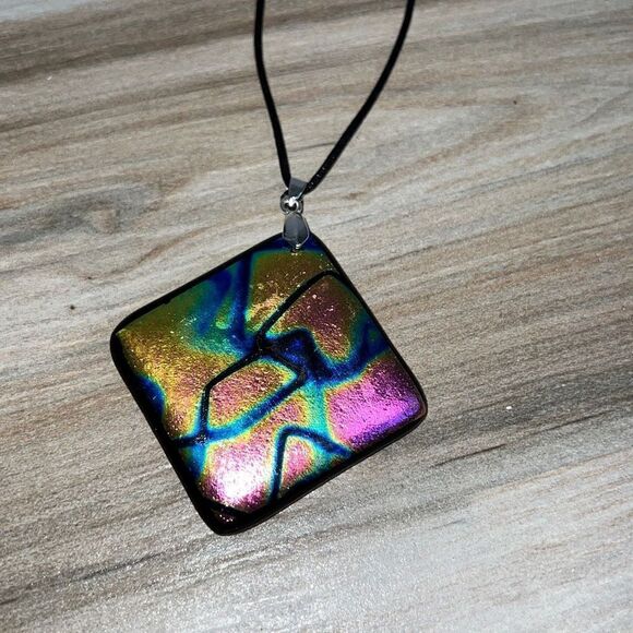 Dichroic Holographic Glass Fused Pendant Gypsy Vibes - Picture 1 of 6